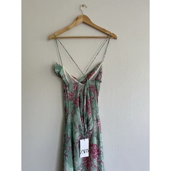 Zara Chiffon Floral Maxi Dress Blogger Fav Wedding Guest Size XL - Picture 5 of 11